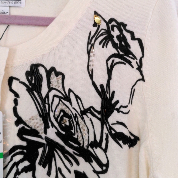 Black & Cream Flowered Open Cardigan - new with tags - Picture 7 of 7